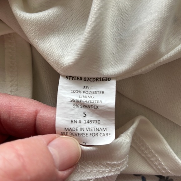 Sienna Sky mock wrap dress white w/flowers flutter sleeves lined bottom size S - Picture 15 of 15